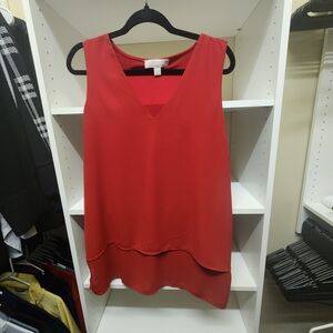 Michael Kors Red Layered V-Neck Sleeveless Tank
